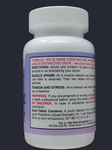 Formula 303- Natural Muscle Relaxant- 60 Tablets