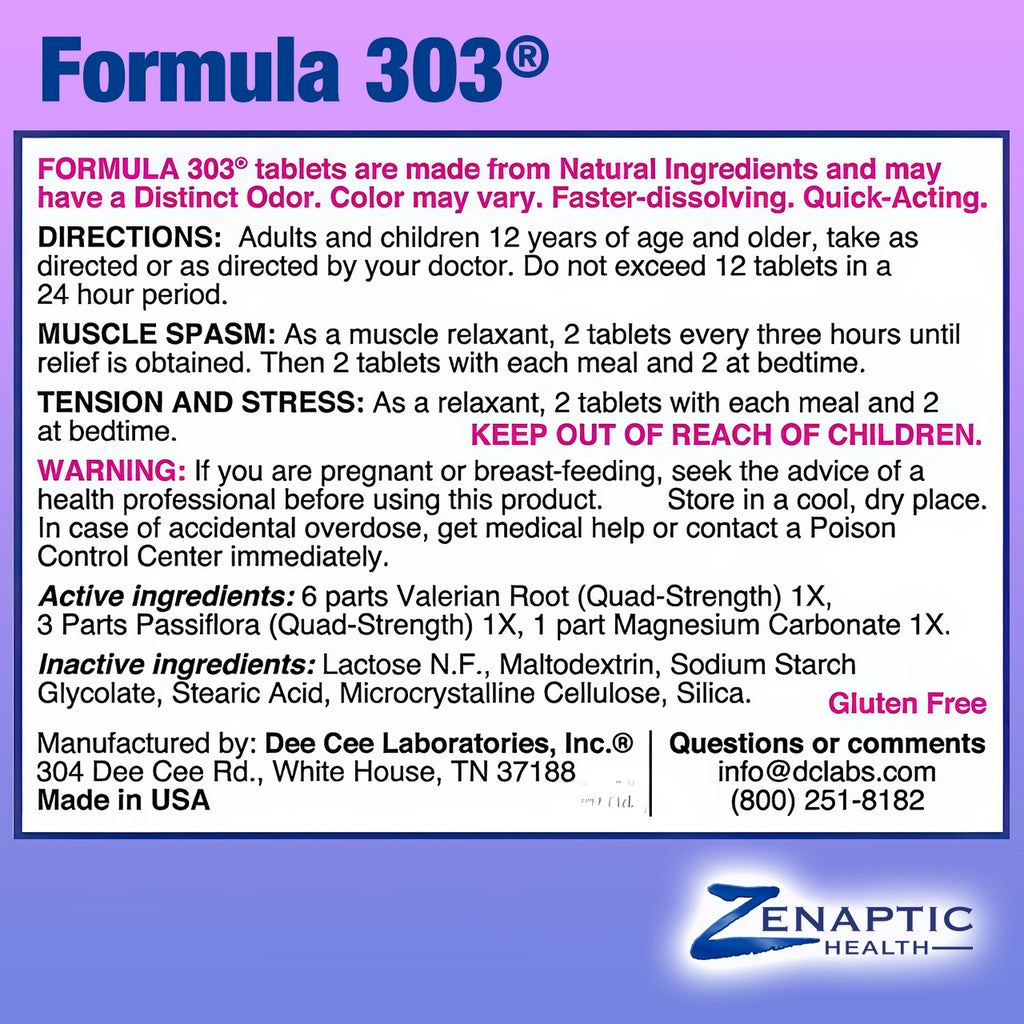 Formula 303- Natural Muscle Relaxant- 60 Tablets